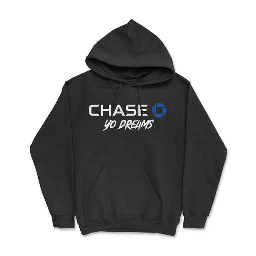 Original "Chase Yo Dreams" Hoodie – A motivational hoodie featuring a bold twist on the Chase logo and the empowering message "Chase Yo Dreams." Crafted from premium fabric, this hoodie is a unique expression of ambition and style, perfect for those who want to inspire and be inspired.
