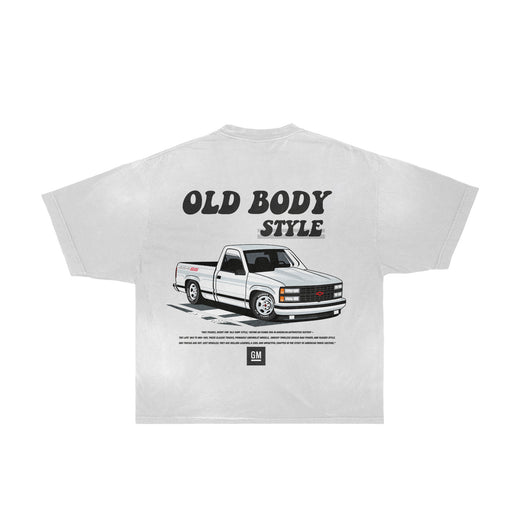 Back of Obs Trucks Graphic T-shirt : A tribute to the 'Old Body Style' trucks – late '80s to mid-'90s. Rugged style and raw power captured in each piece. Perfect for history enthusiasts and lovers of American truck culture. Alt text provided for accessibility.