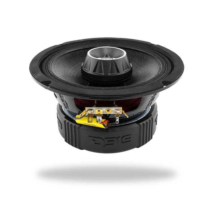 top view of DS18 PRO-ZT6 6.5" Water Resistant Mid-Range Loudspeaker: Elevate your audio with neodymium excellence, 450 Watts of power, and a built-in bullet tweeter. Water-resistant design for versatile use, complemented by a rugged grill for protection. Alt text provided for accessibility.
